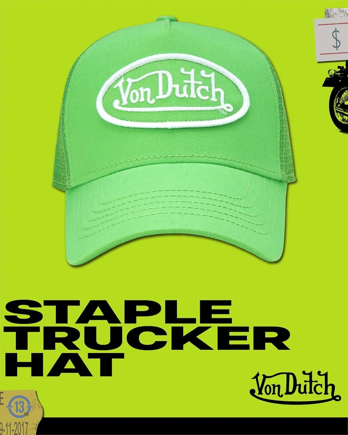 Von Dutch Unisex Trucker Hat - Curved Bill Mesh Back Retro Classic Adjustable Snapback Baseball Cap for Men and Women