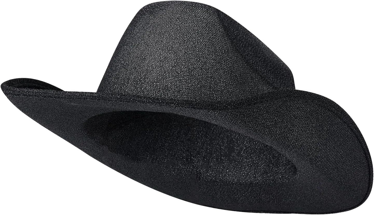 Western Cowboy Hat for Women Y2K Shiny Halloween Cowgirl Hat Wide Brim Sun Hat Carnival Rave Party Costume Dress Up