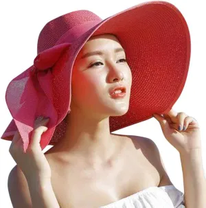 Wide Floppy Women Brim Beach Bowknot Folding Hat Straw Brim Sun Hats Big Cap Baseball Lightweight Hats Men