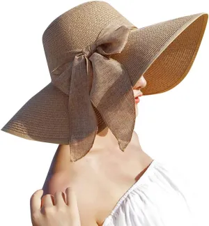 Wide Floppy Women Brim Beach Bowknot Folding Hat Straw Brim Sun Hats Big Cap Baseball Lightweight Hats Men