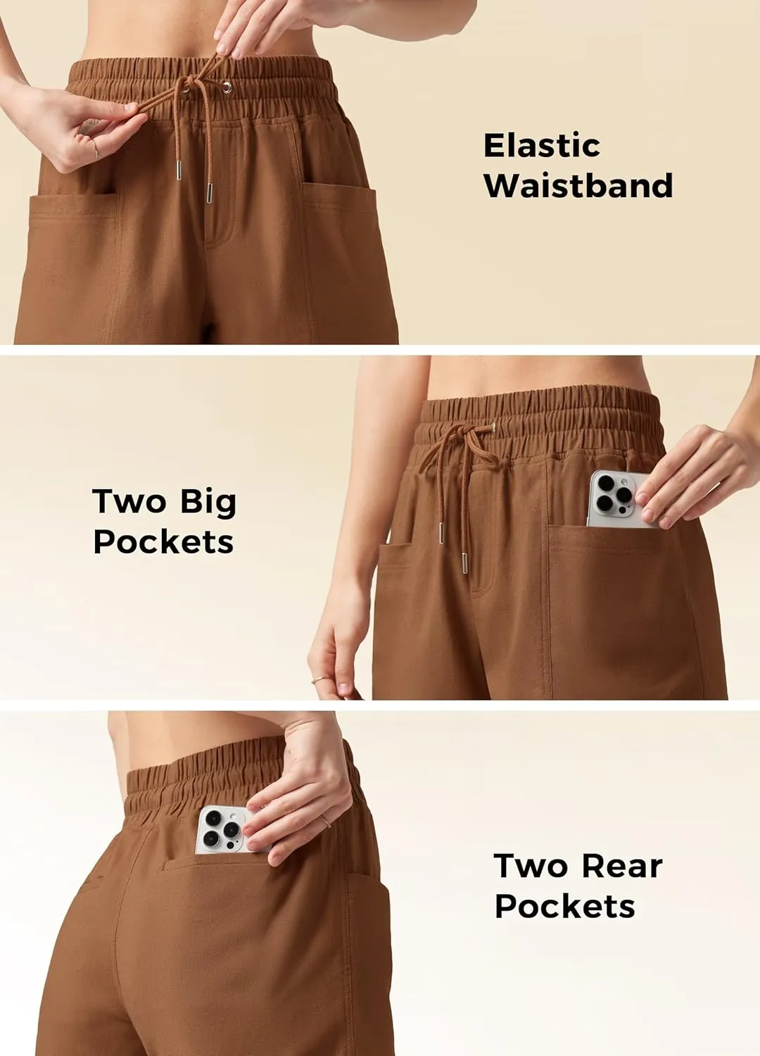 Willit Women's Linen Shorts Casual Summer Shorts High Waisted Comfy Pull On Shorts with Pockets 4"