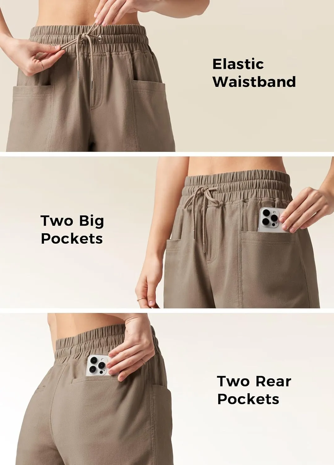 Willit Women's Linen Shorts Casual Summer Shorts High Waisted Comfy Pull On Shorts with Pockets 4"