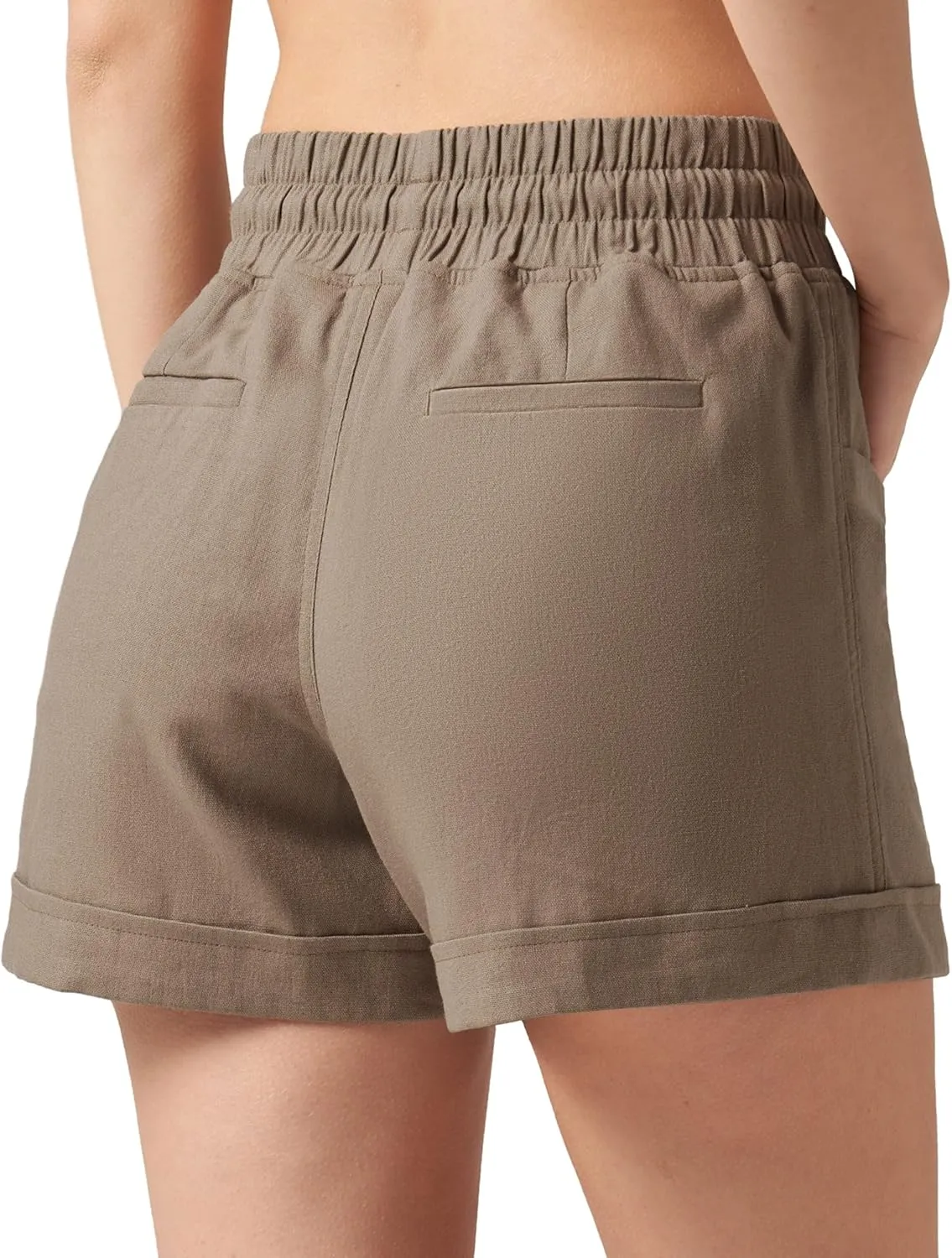 Willit Women's Linen Shorts Casual Summer Shorts High Waisted Comfy Pull On Shorts with Pockets 4"