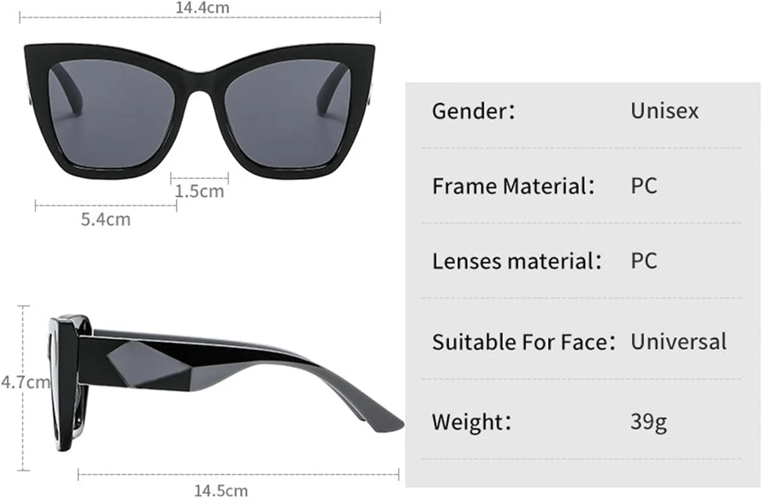 willochra Vintage Oversized Cat Eye Sunglasses Women 90s Classic Square Retro Shades Fashion Gradient Sunglasses UV400