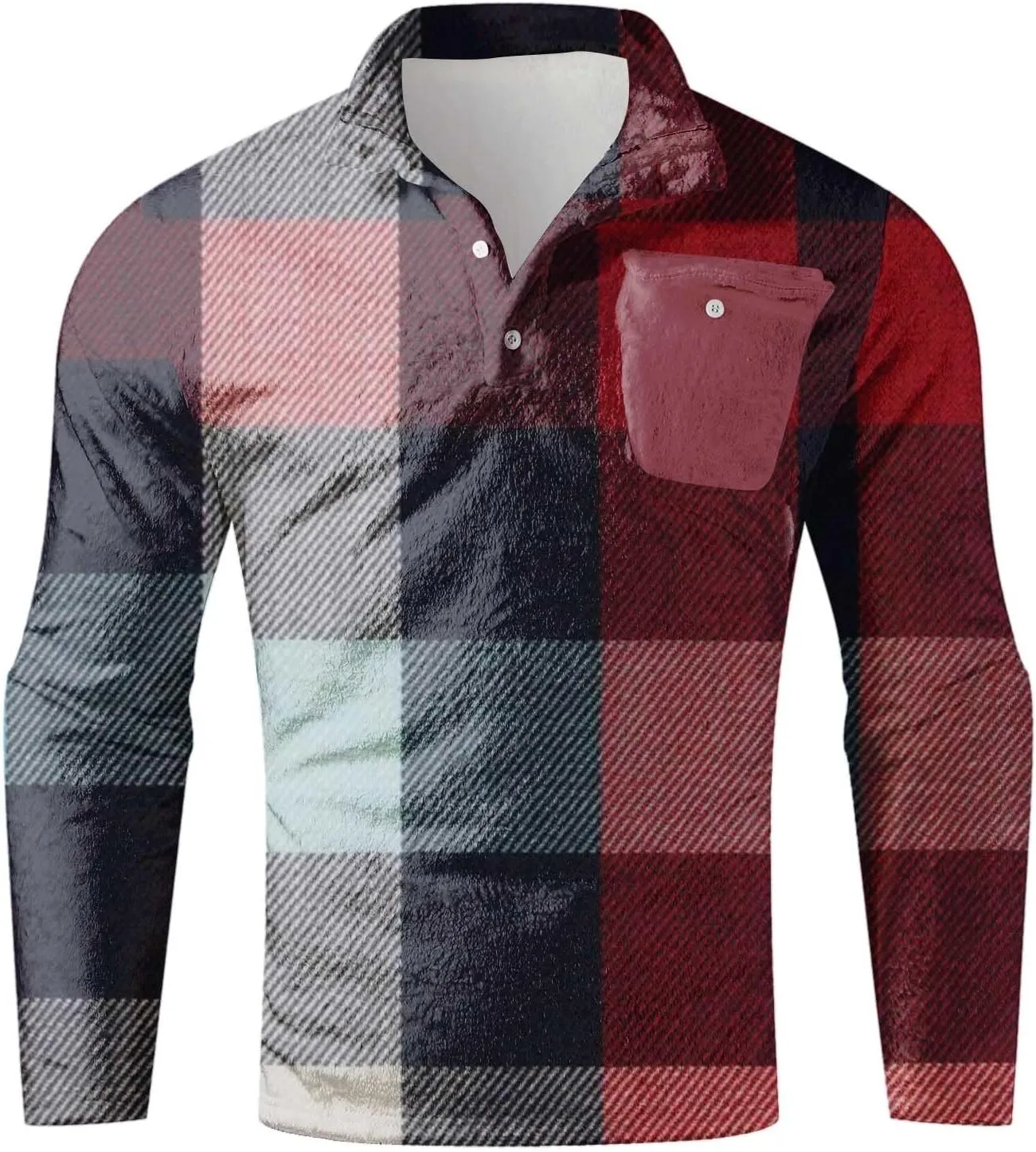 Winter Coats for Men,Mens Plaid Vintage Fuzzy Sherpa Pullover Sweatshirt Fleece Jacket Winter Long Sleeve Sweater with Pocket