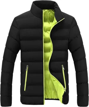 Winter Jackets for Men, Men's Big and Tall Puffer Jacket Windproof Winter Coats Fleece Lined with Stand Collar