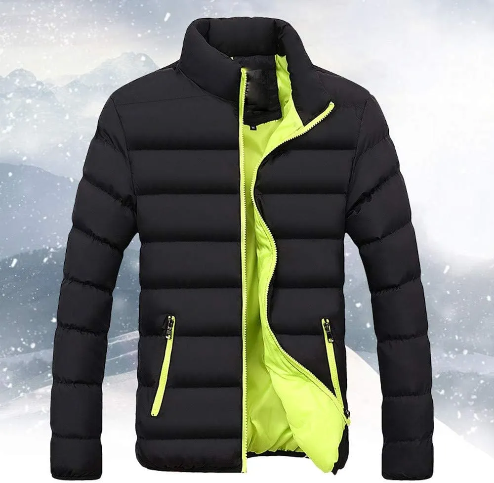 Winter Jackets for Men, Men's Big and Tall Puffer Jacket Windproof Winter Coats Fleece Lined with Stand Collar