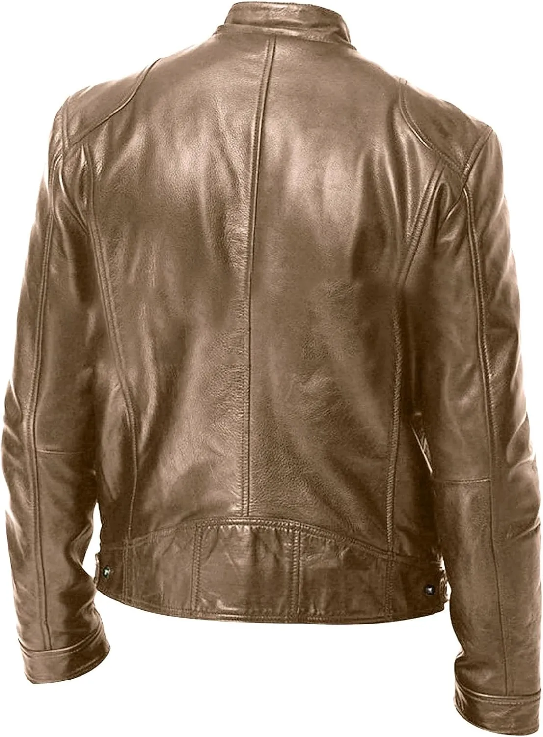 Winter Jackets for Men Real Lambskin Leather Biker Jacket - Quilted Cafe Racer Zip Up Moto Jackets Men