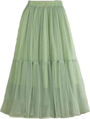Wjnvfioo Woman Summer Mid Long Mesh Skirt A-Line Elegant Women's Skirts