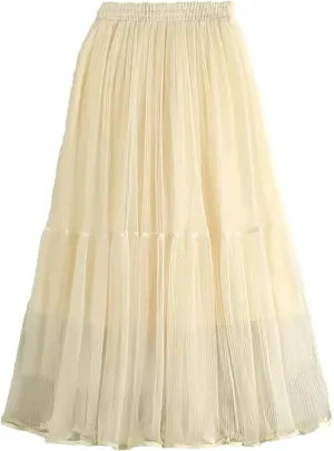 Wjnvfioo Woman Summer Mid Long Mesh Skirt A-Line Elegant Women's Skirts
