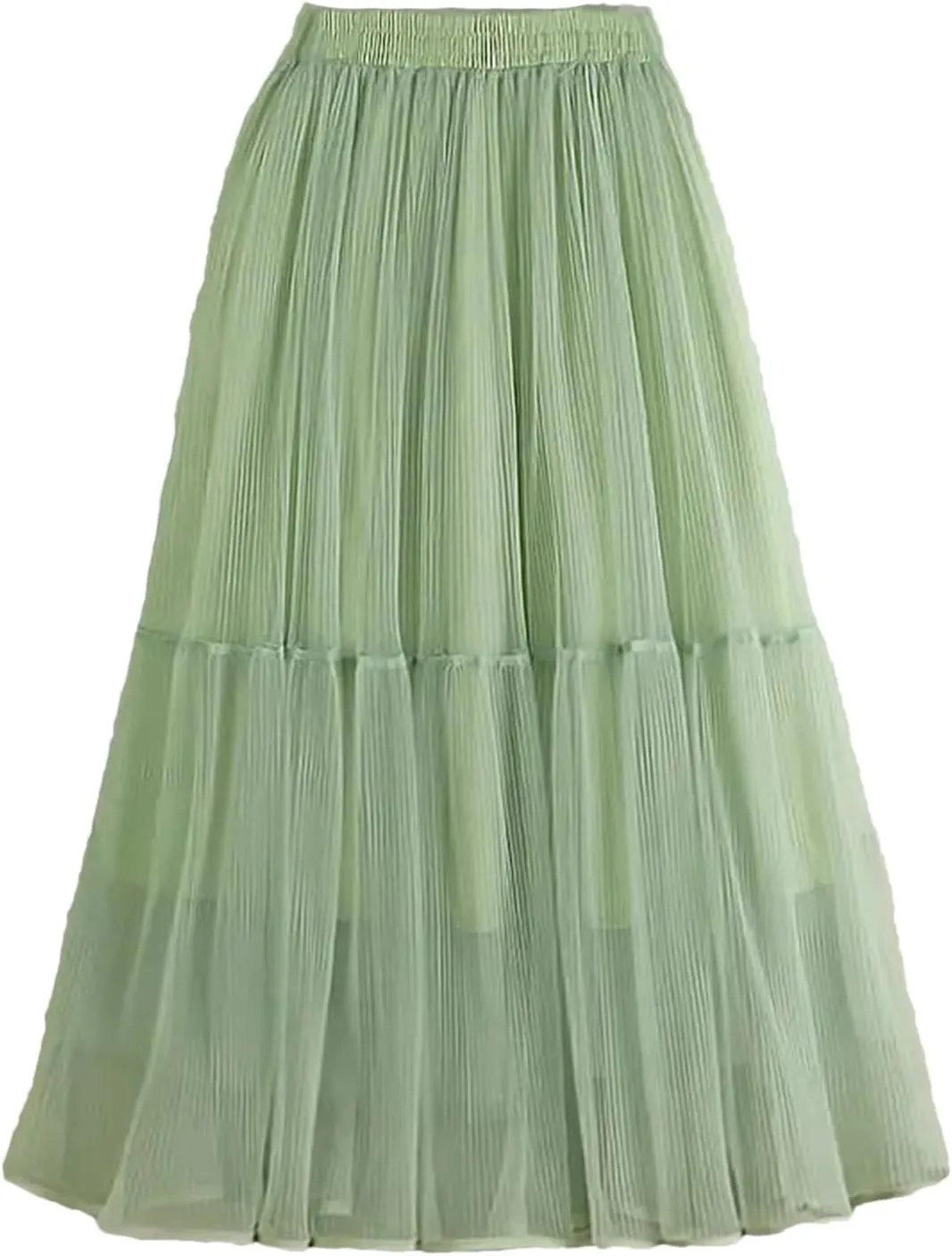 Wjnvfioo Woman Summer Mid Long Mesh Skirt A-Line Elegant Women's Skirts