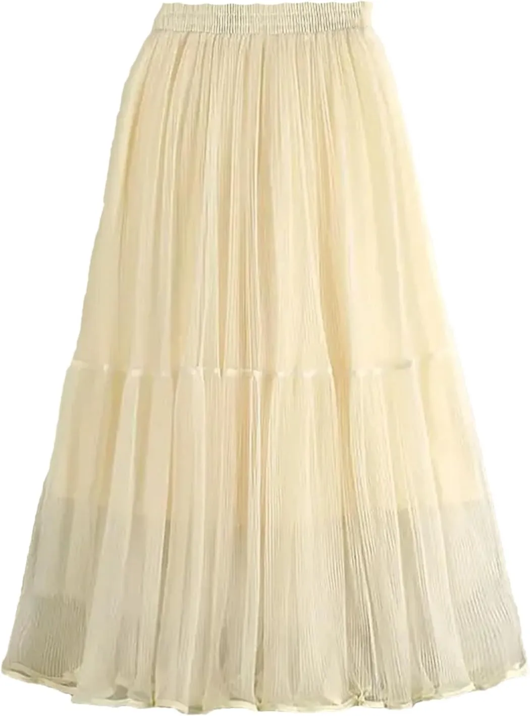 Wjnvfioo Woman Summer Mid Long Mesh Skirt A-Line Elegant Women's Skirts