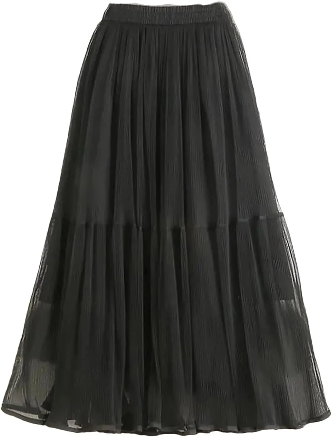 Wjnvfioo Woman Summer Mid Long Mesh Skirt A-Line Elegant Women's Skirts