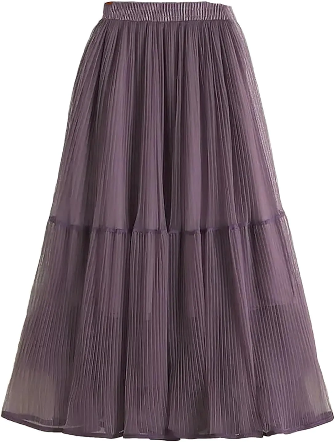 Wjnvfioo Woman Summer Mid Long Mesh Skirt A-Line Elegant Women's Skirts