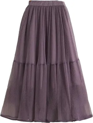 Wjnvfioo Woman Summer Mid Long Mesh Skirt A-Line Elegant Women's Skirts