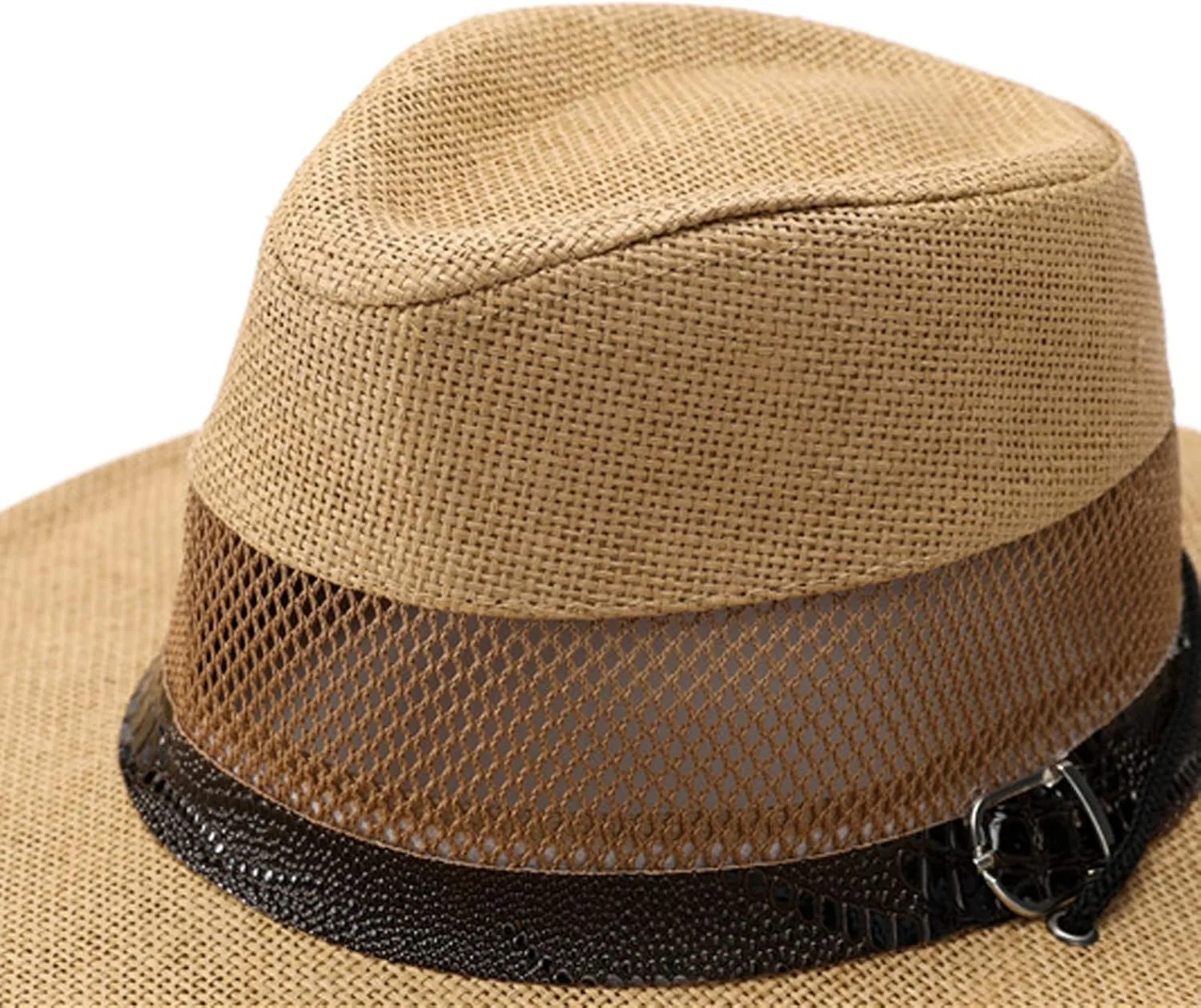 Women and Mens Classic British Style Fedora Breathable Leather Buckle Chin Strap Hats Vintage Jazz Straw Panama Hat Sun Hats