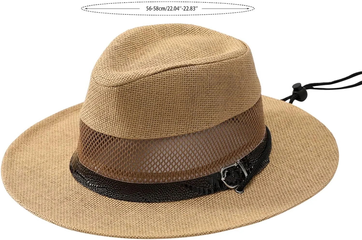 Women and Mens Classic British Style Fedora Breathable Leather Buckle Chin Strap Hats Vintage Jazz Straw Panama Hat Sun Hats