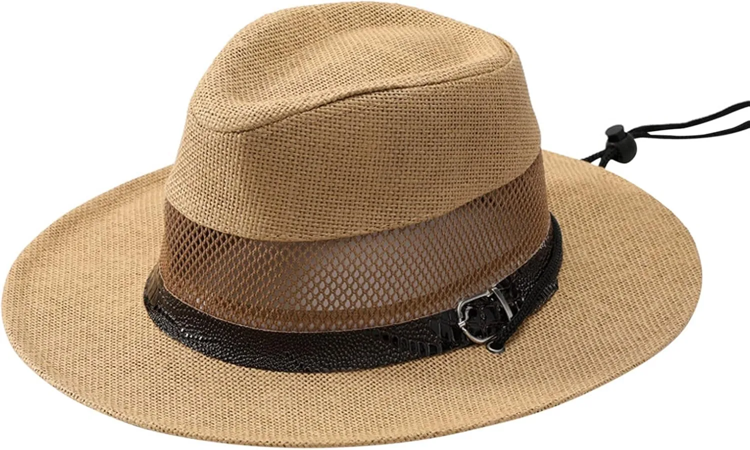 Women and Mens Classic British Style Fedora Breathable Leather Buckle Chin Strap Hats Vintage Jazz Straw Panama Hat Sun Hats