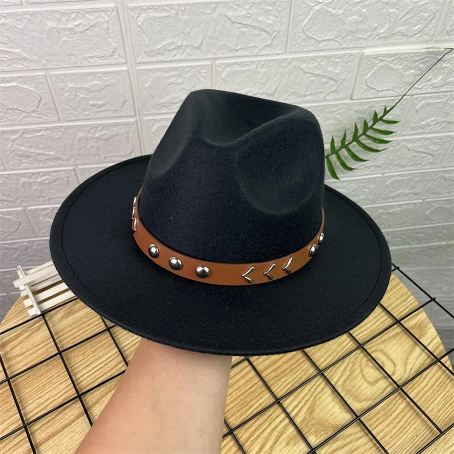 Women Men Wool Panama Hat Travel Fedora Beach Hat Fall Casual Wide Brim Church Hat