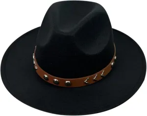 Women Men Wool Panama Hat Travel Fedora Beach Hat Fall Casual Wide Brim Church Hat