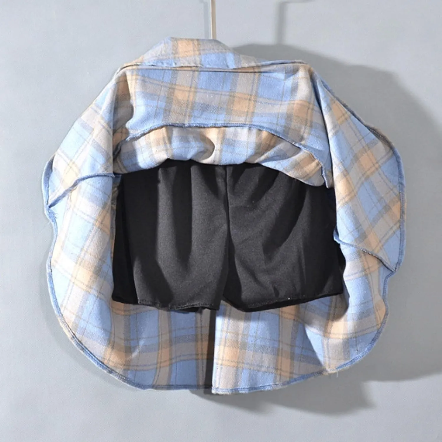 Women Mini Plaid Wool Skirt Fashion High Waisted Pleated A Line Short Skirts Casual Soft Comfy Flowy Layered Skirt
