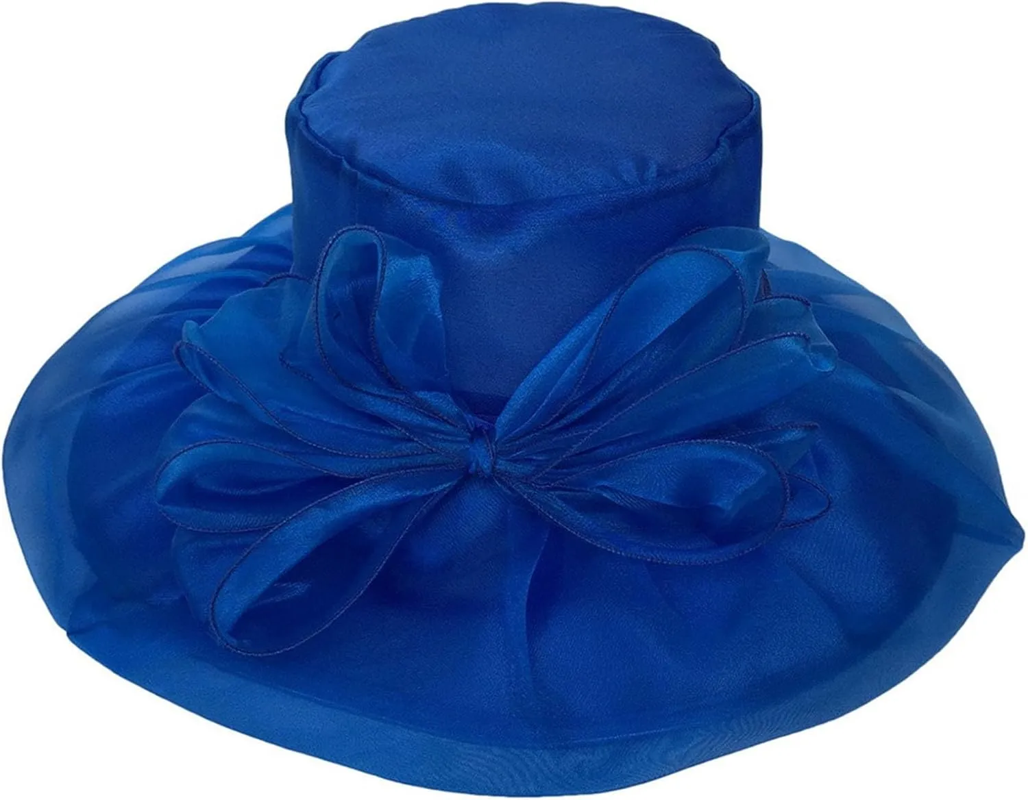 Women Organza Church Derby Hat Wide Brim Sun Caps for Wedding Tea Party Elegant Wedding Hat Wide Brim Fascinator