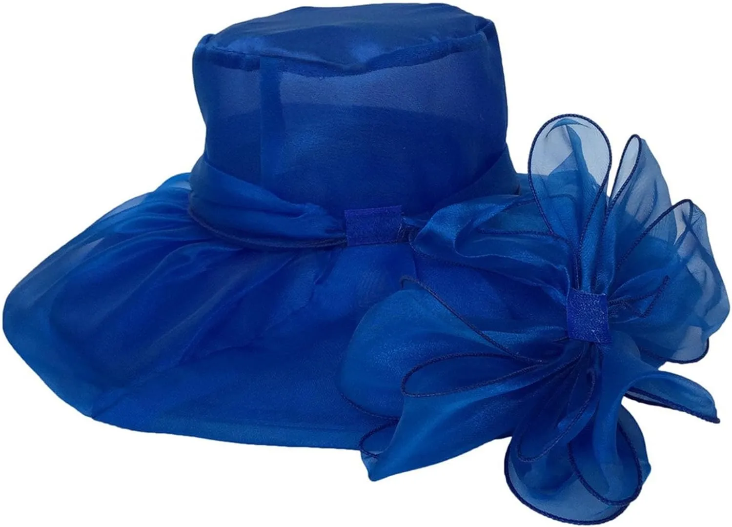 Women Organza Church Derby Hat Wide Brim Sun Caps for Wedding Tea Party Elegant Wedding Hat Wide Brim Fascinator