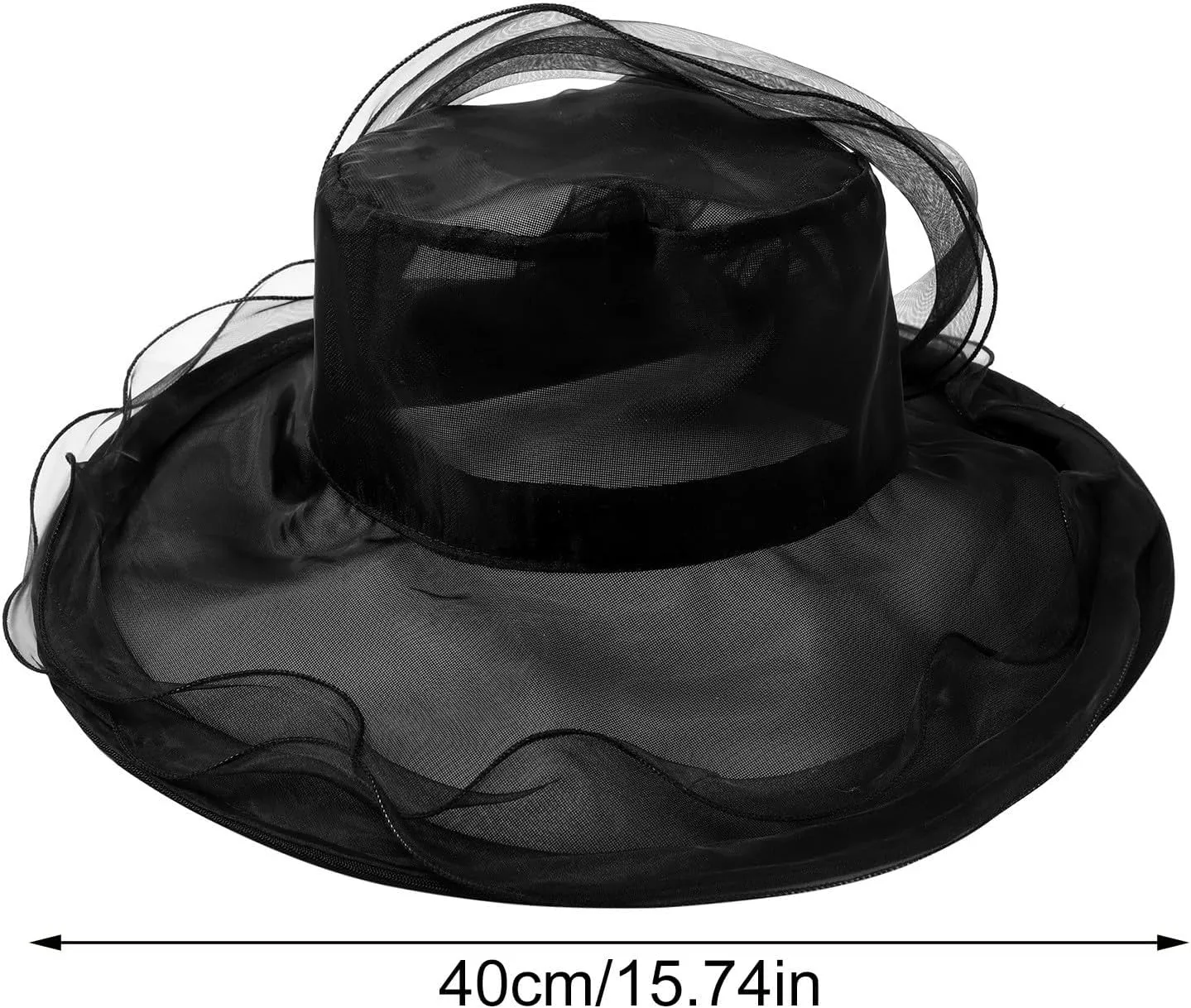 Women Organza Church Derby Hat Wide Brim Sun Caps for Wedding Tea Party Elegant Wedding Hat Wide Brim Fascinator
