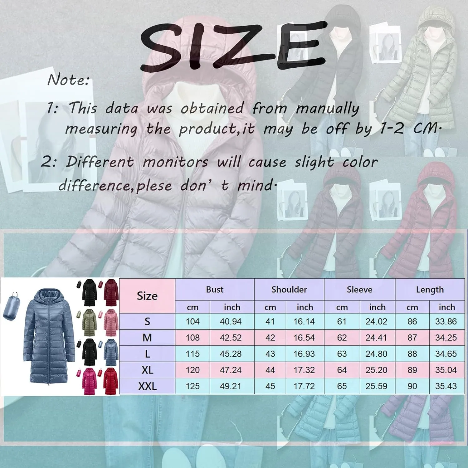 Women Puffer Jacket Reversible Fall and Winter Fashion Warm Quilted Long Hooded Padded Bubble Coat Snow Coats