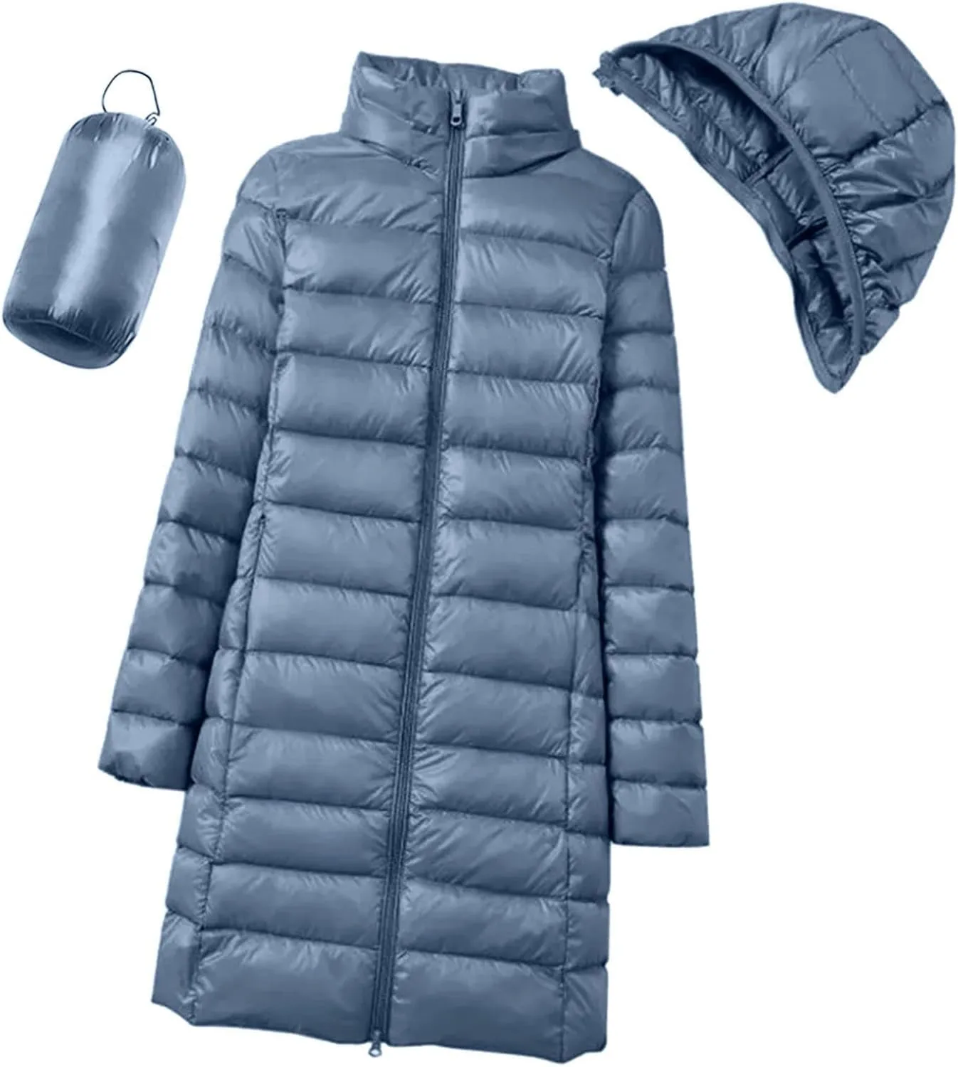 Women Puffer Jacket Reversible Fall and Winter Fashion Warm Quilted Long Hooded Padded Bubble Coat Snow Coats