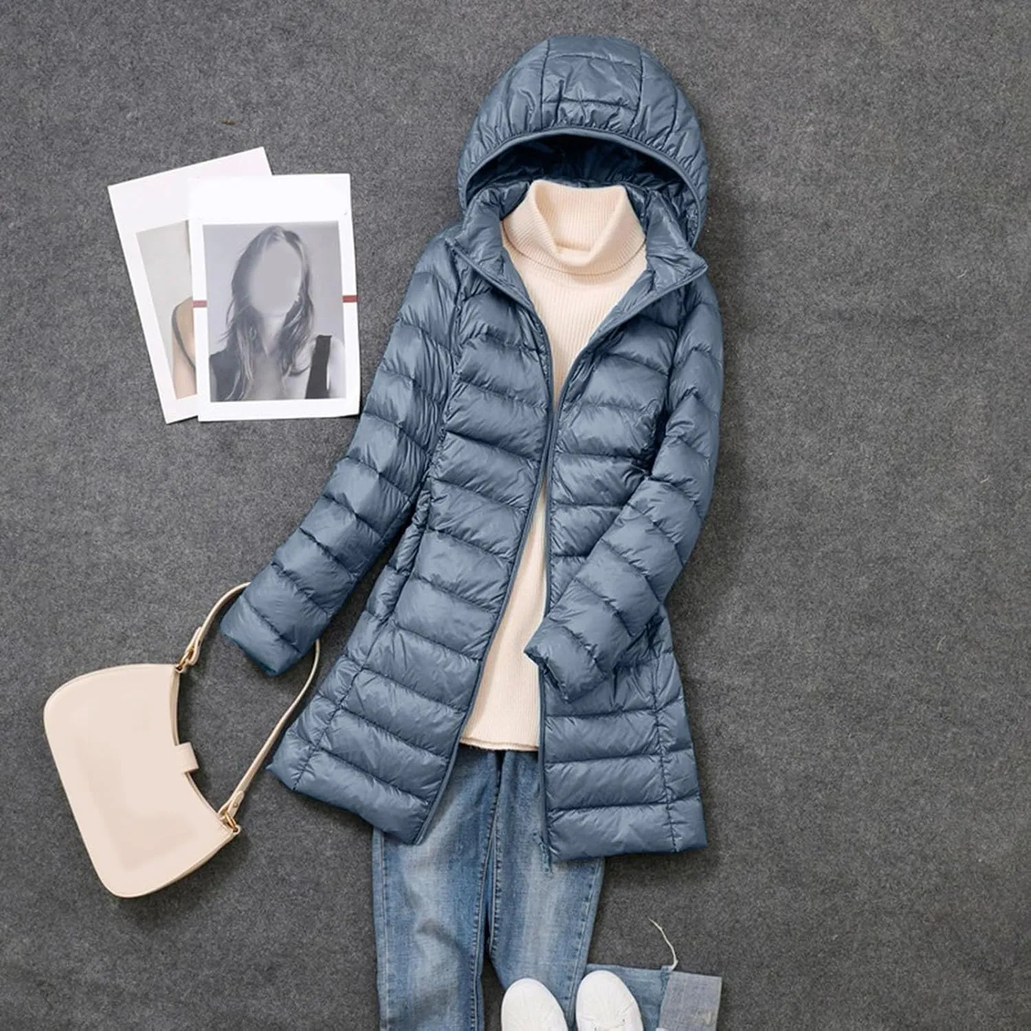 Women Puffer Jacket Reversible Fall and Winter Fashion Warm Quilted Long Hooded Padded Bubble Coat Snow Coats