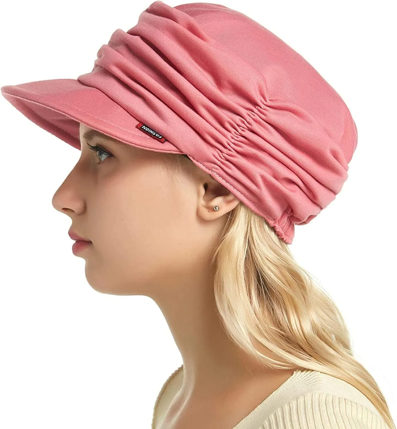 Women Ruched Tongue Dome Sun Hat Solid Color Soft Baseball Cap Stretch Lightweight Hat