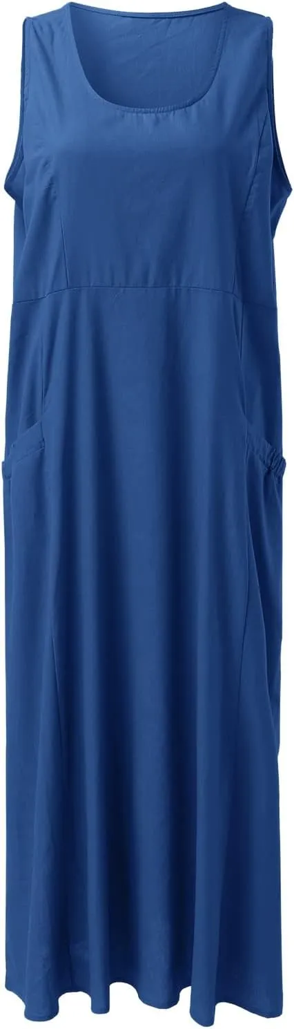 Women Summer Casual Dress 2025 Women's Summer Casual Sleeveless Long Maxi Beach Dress Plus Size Cotton Sundress Sun