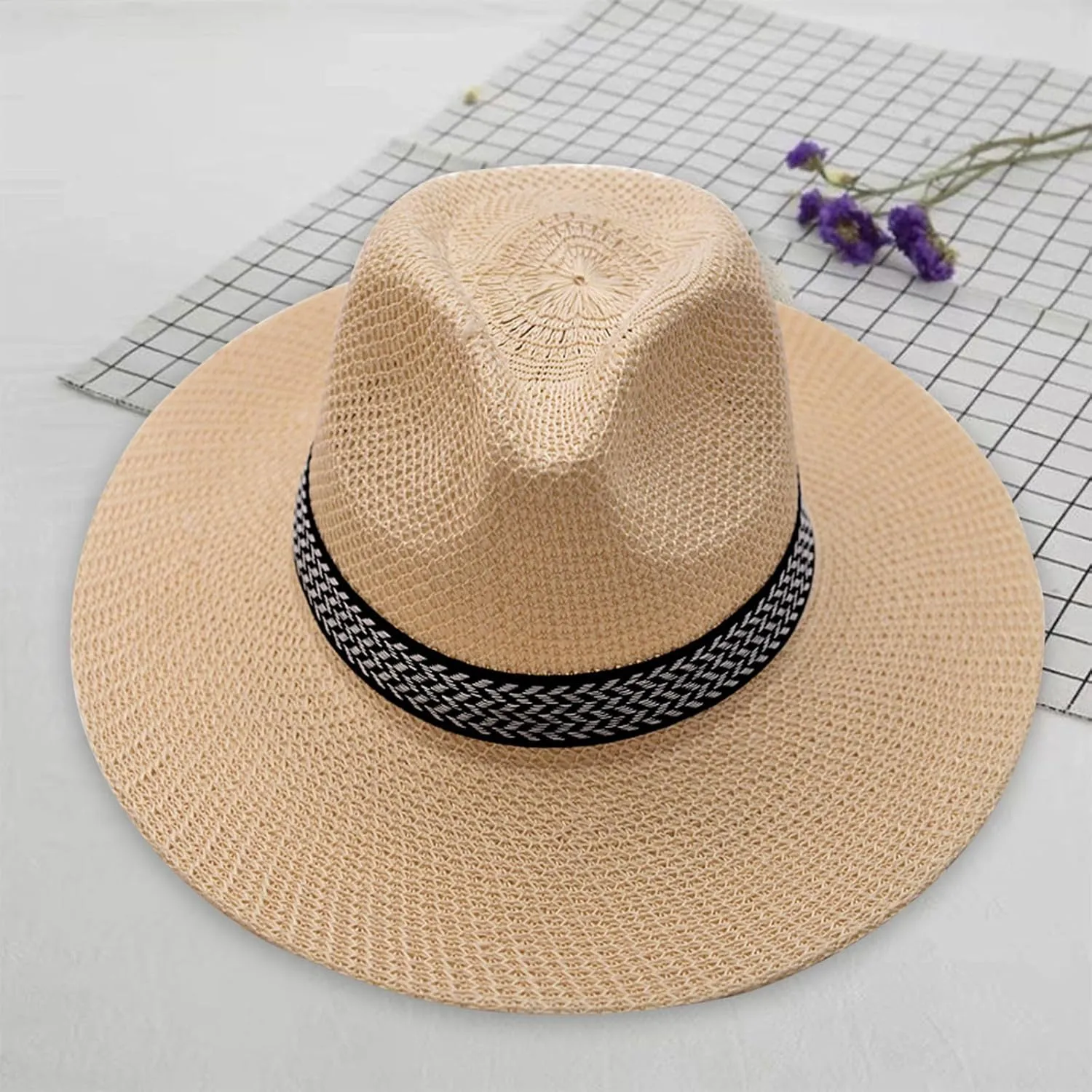 Women Sun Hat Summer Foldable Packable Wide Brim Summer Beach Hat Ladies Straw Hats with Brim Caps