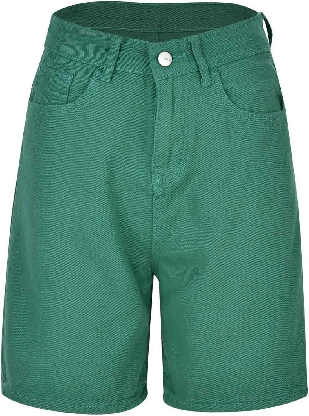Womens Bermuda Shorts Casual Summer High Waisted Shorts Straight Leg Knee Length Jeans Twill Shorts with Pockets
