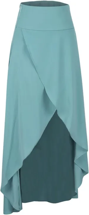 Womens Casual Skirt Casual Flowy Skirt Irregular Lower Hem Midi Skirts Front Cross Skirts Solid Fashion Skirt