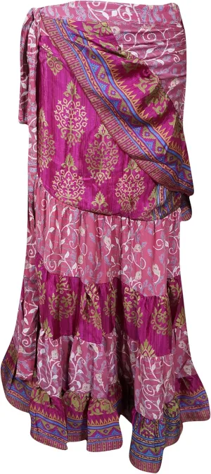 Women's Casual Skirt, Purple Ruffle Wrap Skirt, Tiered Maxi Wrap Skirts, Wrap Skirt with Ties, One Size