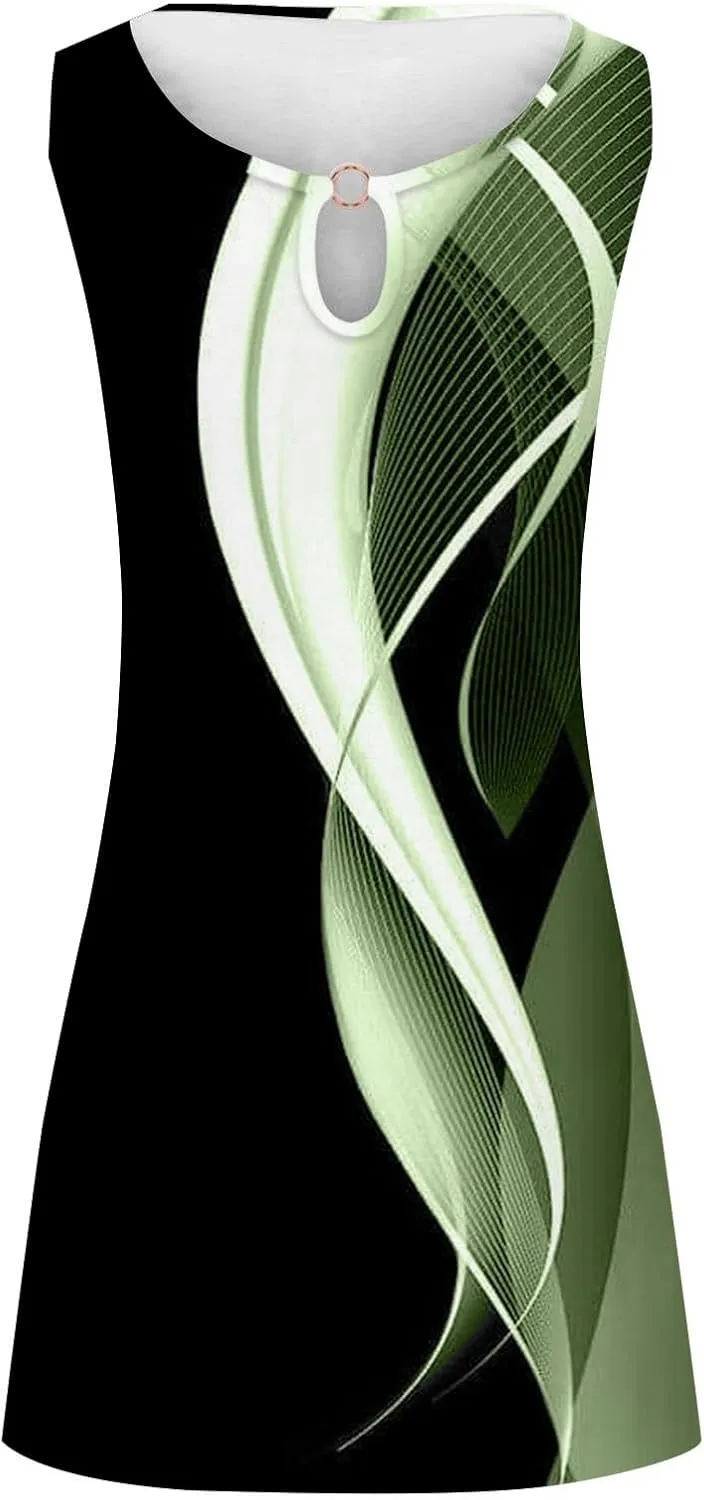 Women's Casual Summer Sleeveless Dress Sun Dresses for Women 2025 Vacation Beach Casual Summer Sundresses Sleeveless
