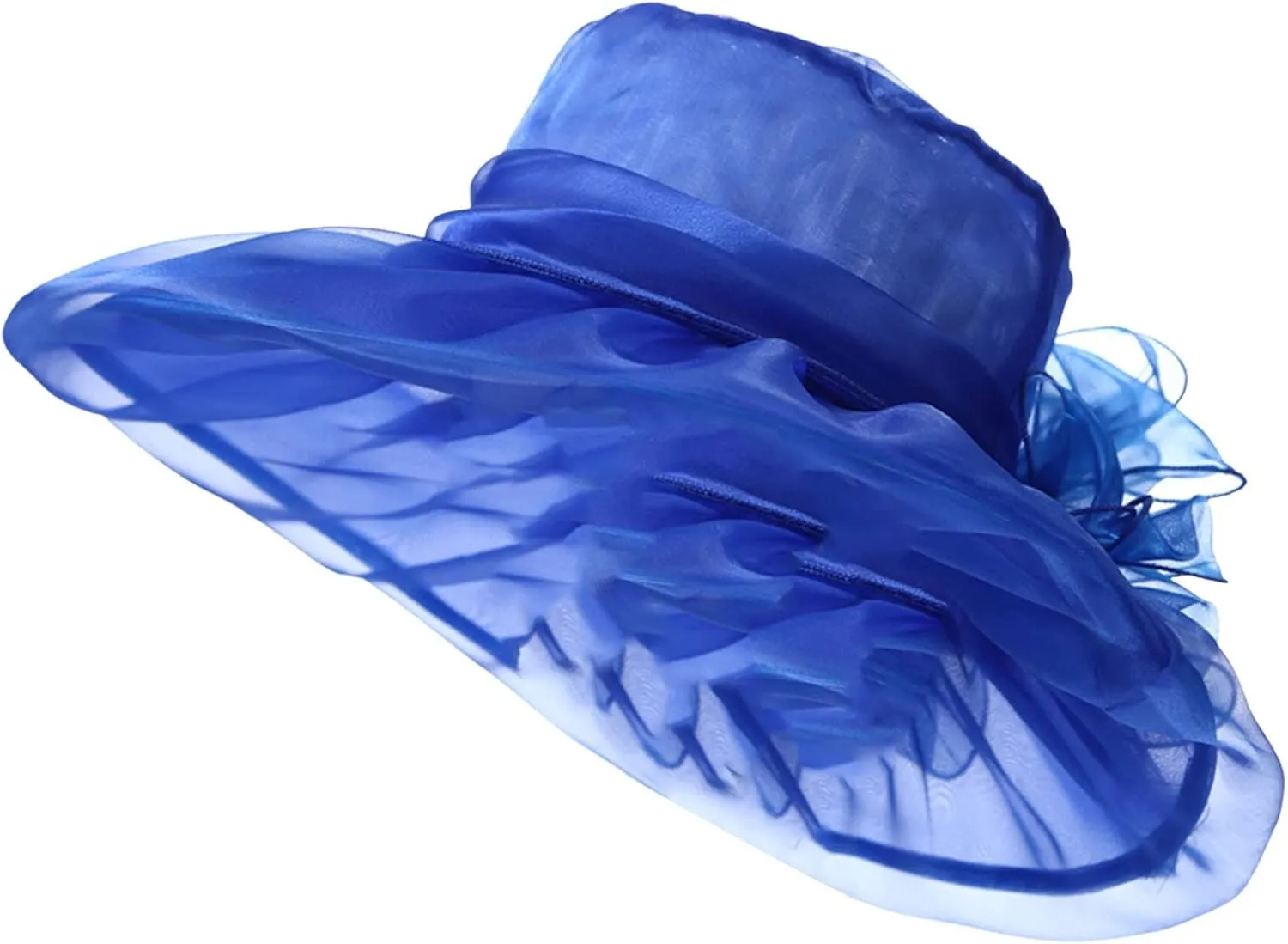 Women's Church Derby Dress Hat for Tea Party Wedding Organza Fascinator Hat with Wide Brim Sun Bucket Hat for Summer