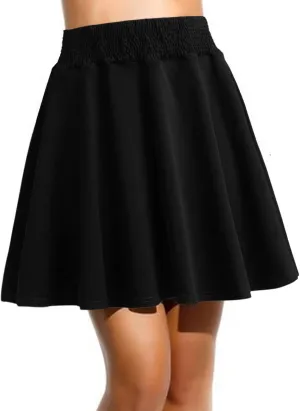 Womens Classic Elegant Pleated Skirt Casual Solid Color Mini Skirt High Waist Skater Skirt
