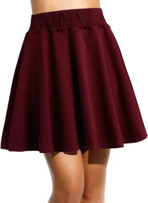 Womens Classic Elegant Pleated Skirt Casual Solid Color Mini Skirt High Waist Skater Skirt