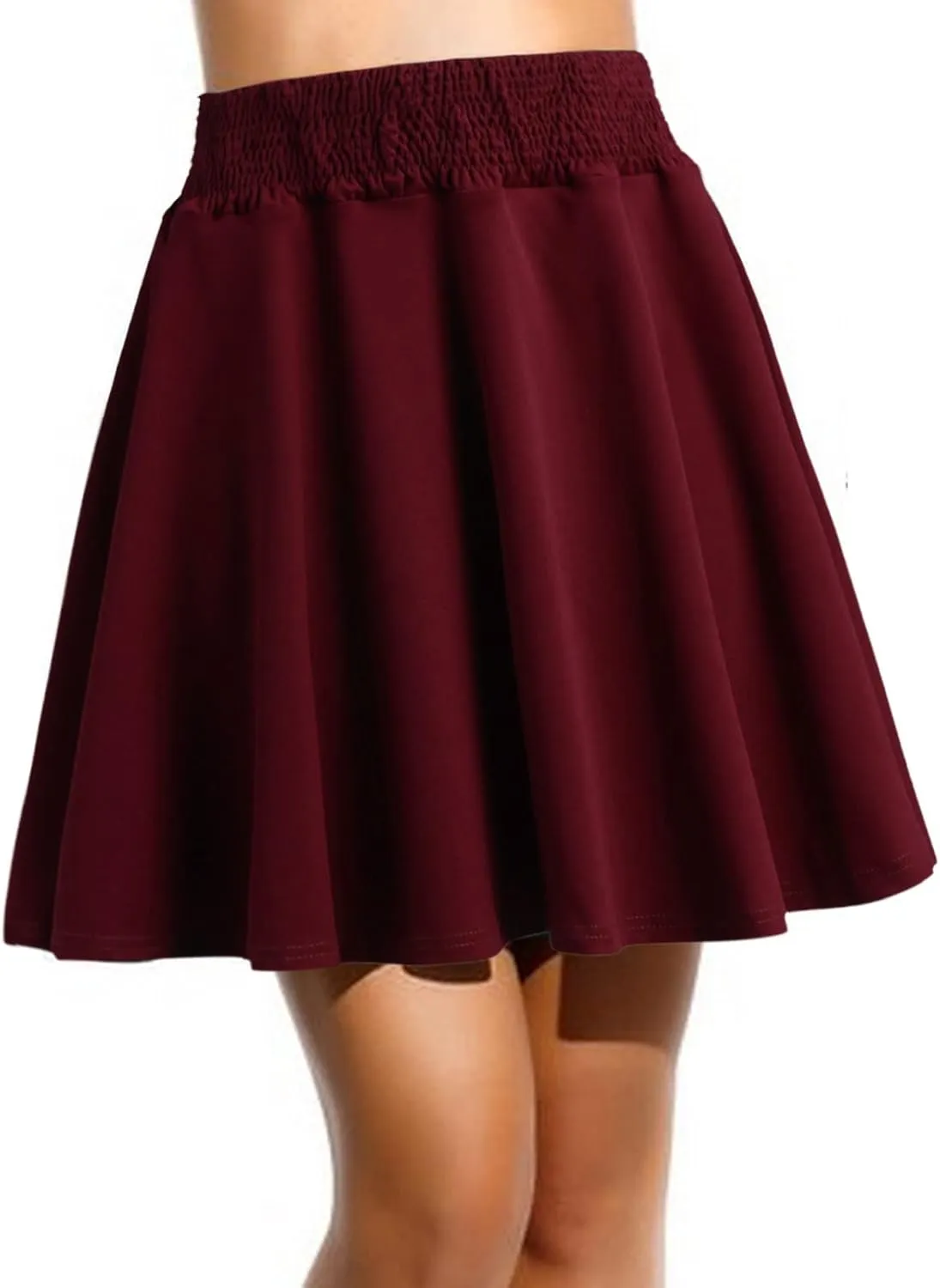 Womens Classic Elegant Pleated Skirt Casual Solid Color Mini Skirt High Waist Skater Skirt