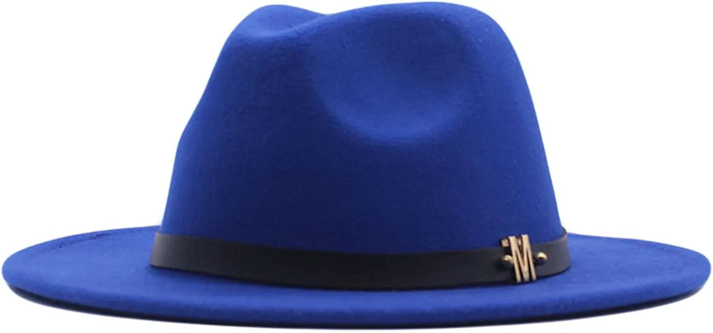 Womens Classic Wide Floppy Panama Hat Belt Buckle Wool Fedora Hat Wide Brim Outdoor UV Protection Hat Travel Sun Hats