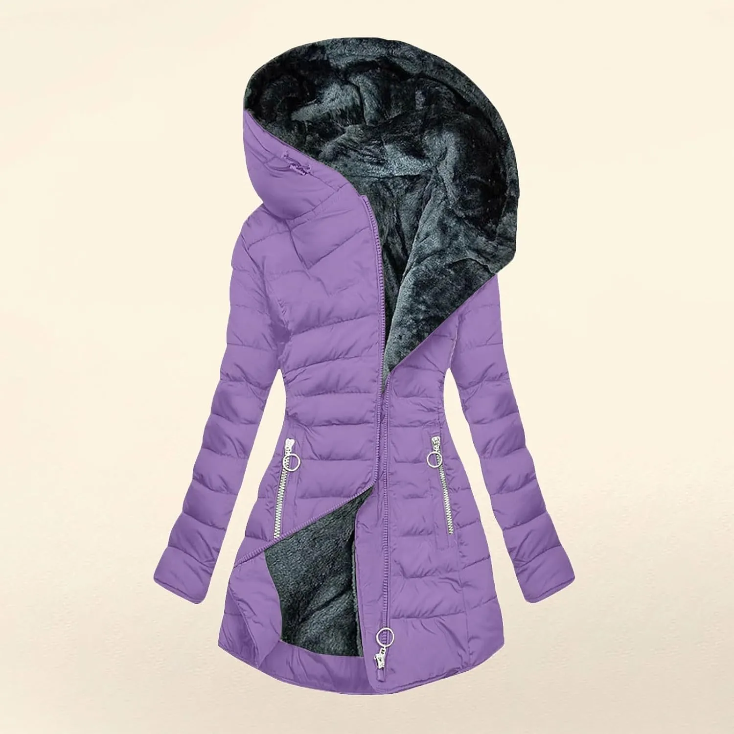 Women's Coats Winter Puffer Jackets Thicken Coats Fleece Lined Down Jackets Faux Fur Hooded Parka Outwear 2024