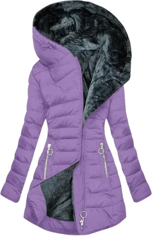 Women's Coats Winter Puffer Jackets Thicken Coats Fleece Lined Down Jackets Faux Fur Hooded Parka Outwear 2024