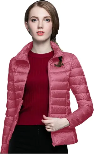 Women's Down Jackets & Parkas Warm Packable Lightweight Winter Quilted Jacket Stand Collar Slim Fit Cropped Puffer Jackets