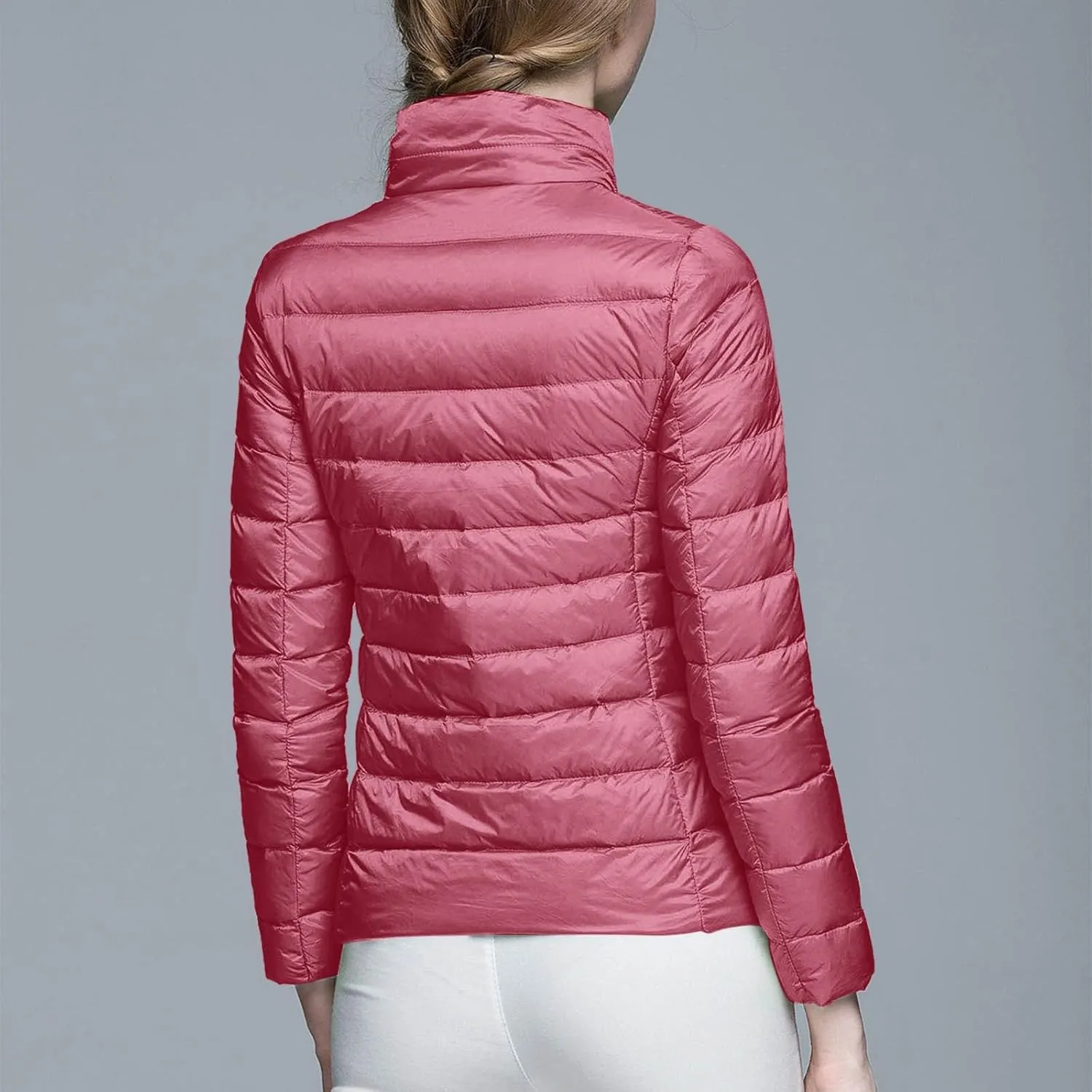 Women's Down Jackets & Parkas Warm Packable Lightweight Winter Quilted Jacket Stand Collar Slim Fit Cropped Puffer Jackets