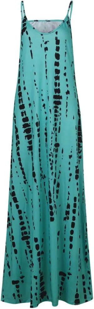 Women's Dresses Summer 2024 Sleeveless Loose Maxi Dresses Casual Tie-Dye Print Long Dress Casual, S-5XL