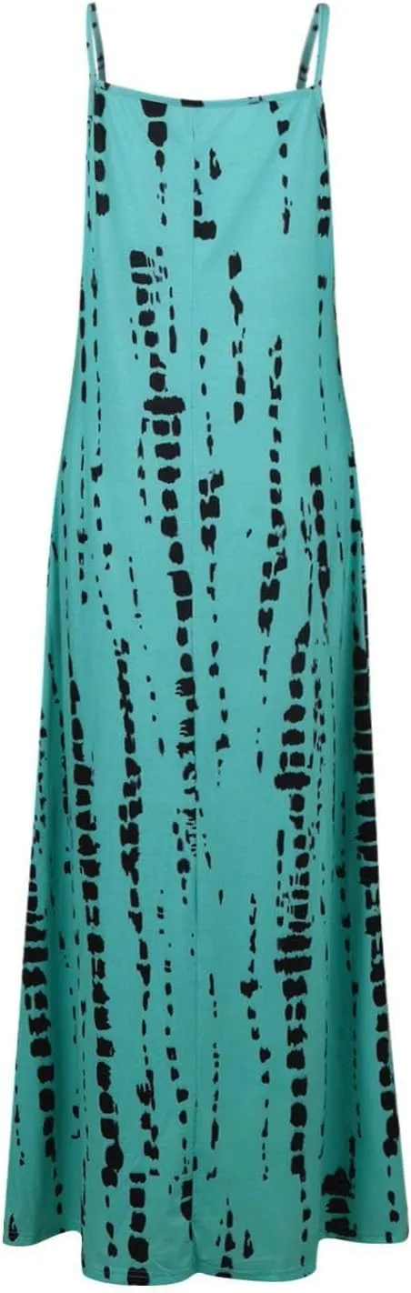 Women's Dresses Summer 2024 Sleeveless Loose Maxi Dresses Casual Tie-Dye Print Long Dress Casual, S-5XL