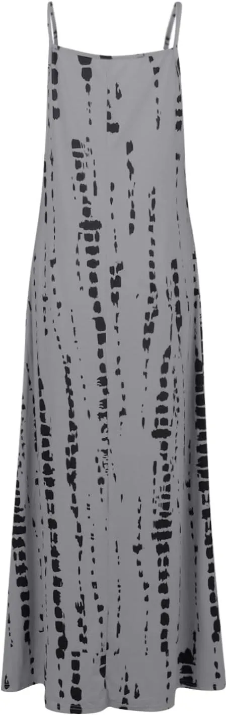 Women's Dresses Summer 2024 Sleeveless Loose Maxi Dresses Casual Tie-Dye Print Long Dress Casual, S-5XL